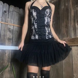 SOLD black braided gothic lolita lace corset 🖤